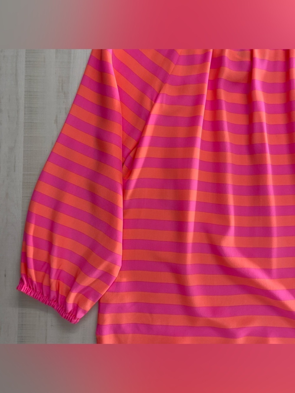 nwt LILLY PULITZER Elsa silk tunic blouse flowy top striped pink orange M - Picture 6 of 7